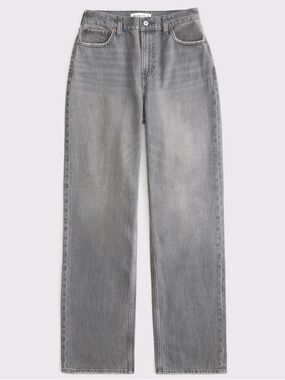 Abercrombie Women’s 90s Straight Ultra High Rise Gray Denim Jeans 31 Raw Hem